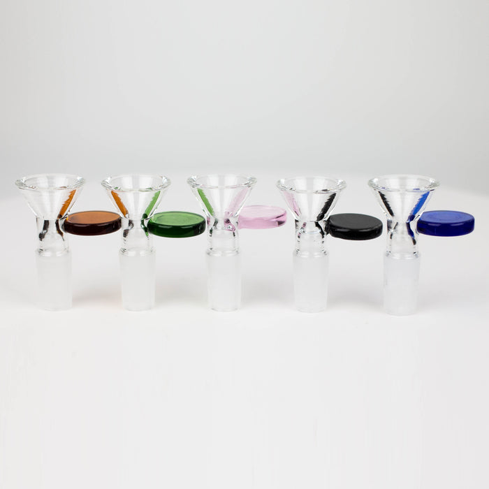 Glass bowl with  color round handle for 14 mm Pack of 3