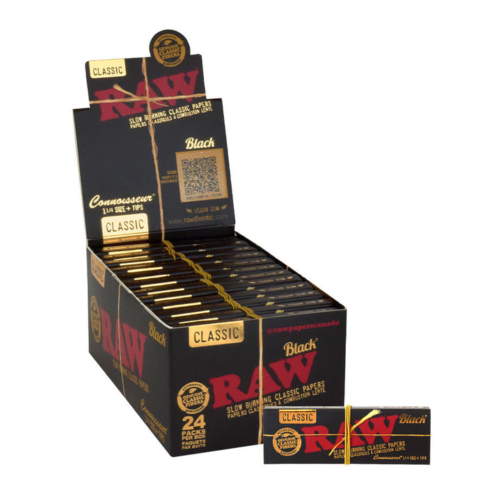 RAW | Black Natural Unrefined Artisan Connoisseur Papers w/ Tips – 1¼ Size 1 - 1/4" Size ONE