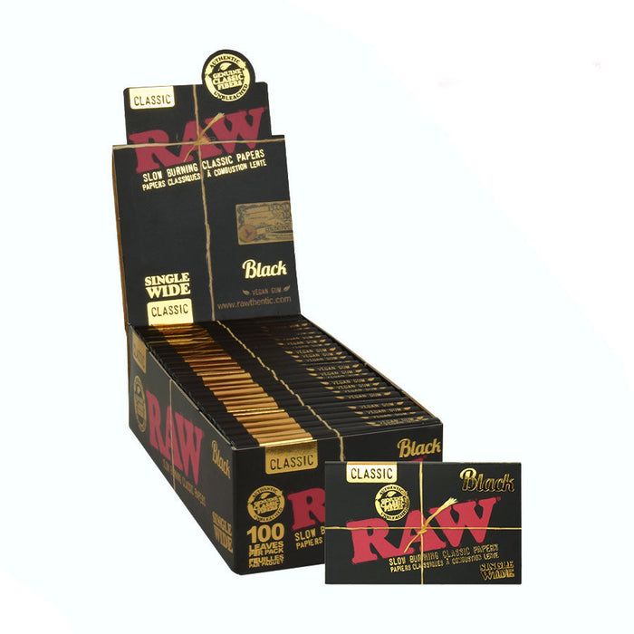 RAW Black Natural Unrefined Rolling Paper 1 - 1/4" Size ONE Singlewide