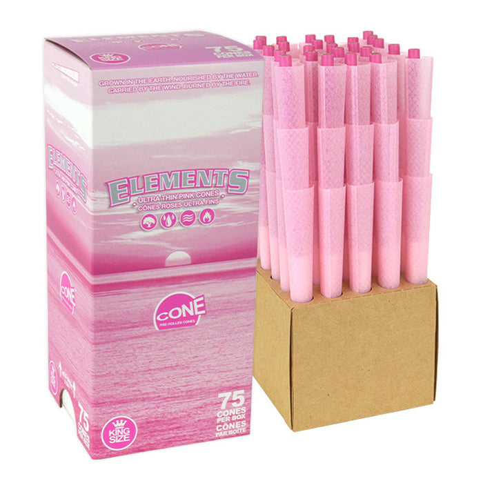 Elements | Pink King Size Pre-Rolled Cones – 75 Pack Pre-rolled Cone (Bulk / Tower) ONE