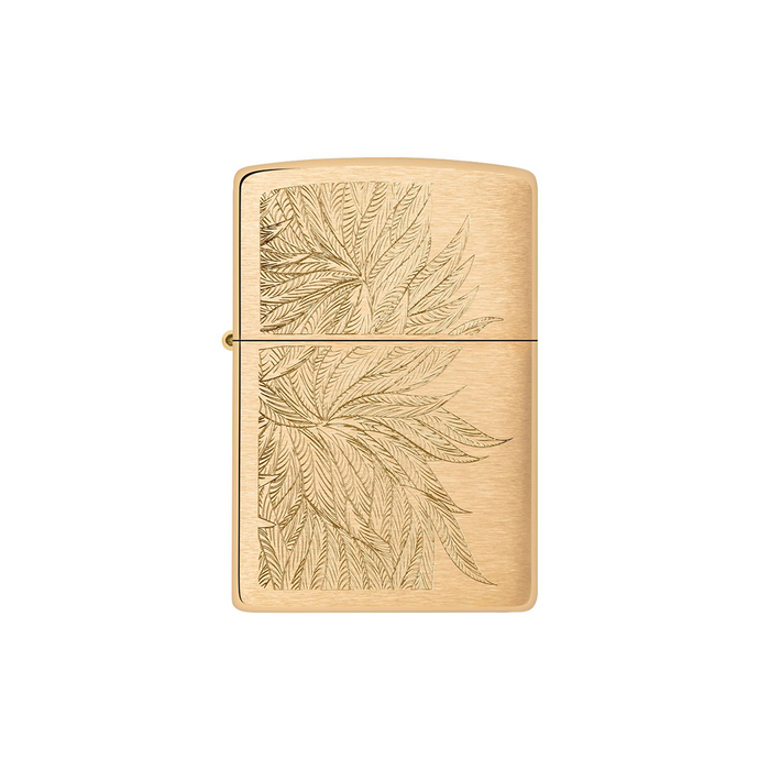 Zippo 46826 Gold Cannabis Lush Leaves Engrave Design 