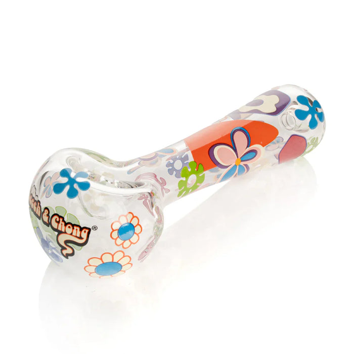 Cheech & Chong® Glass | 4.5" Power to the Flower Spoon Hand Pipe [CC2043C] Glass Pipe Smoking Cat Distribution