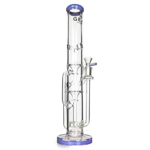 GEAR Premium® | 15" Stemless Dual Chamber Recycler Water Pipe Glass Bong Smoking Cat Distribution Purple Slyme