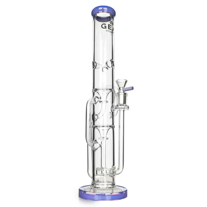 GEAR Premium® | 15" Stemless Dual Chamber Recycler Water Pipe Glass Bong Smoking Cat Distribution Purple Slyme