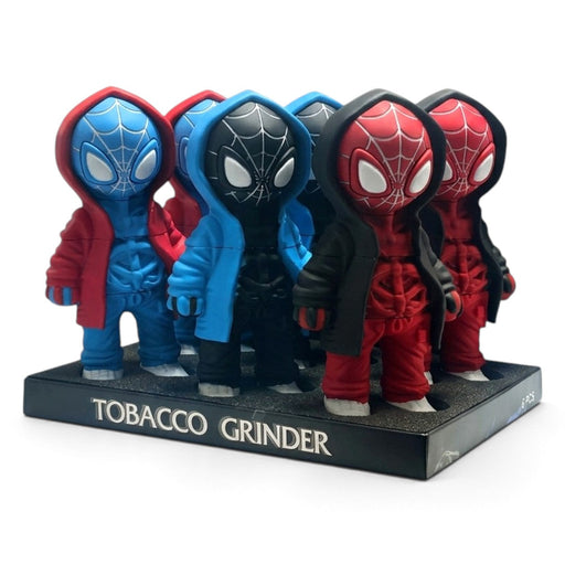 3D Hooded Web Hero Character Tobacco Grinder – 6PCS Display