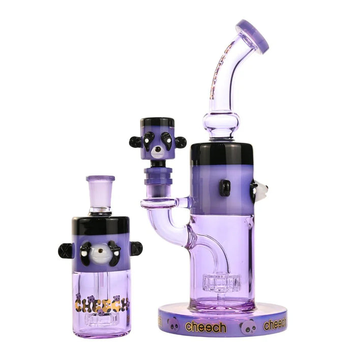 Cheech | 10" Panda Bong with Ash Catcher - CHE-232 Glass Bong Smoking Cat Distribution Purple