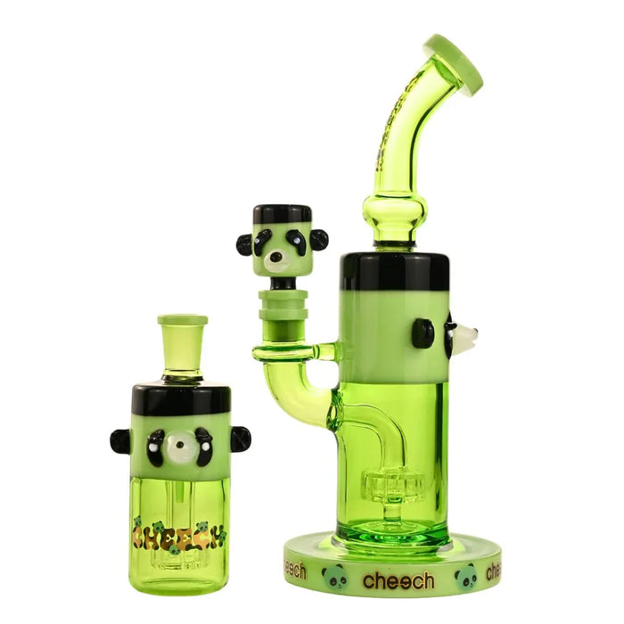 Cheech | 10" Panda Bong with Ash Catcher - CHE-232 Glass Bong Smoking Cat Distribution Green
