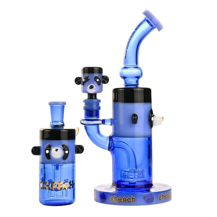 Cheech | 10" Panda Bong with Ash Catcher - CHE-232 Glass Bong Smoking Cat Distribution Blue