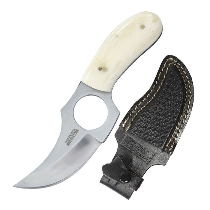 Defender-Xtreme | 6″ Skinner Knife With Bone Handle & Leather Sheath [14400]