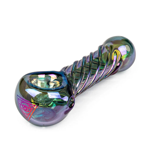 Red Eye Tek® | 4" Metallic Terminator Finish Twister Hand Pipe Glass Pipe West Coast Gifts Green