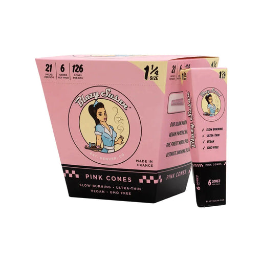 Blazy Susan | Pink 1-1/4 Cones Box of 21 Pre-rolled Cone (Display Pack) BB Canada