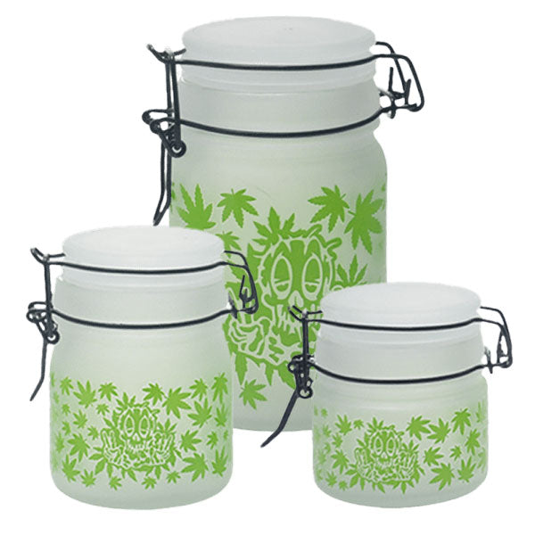 Green Leaf Glass Storage Jar-Multiple Sizes Available [SMKZ-144] Jar Canadian Distributor