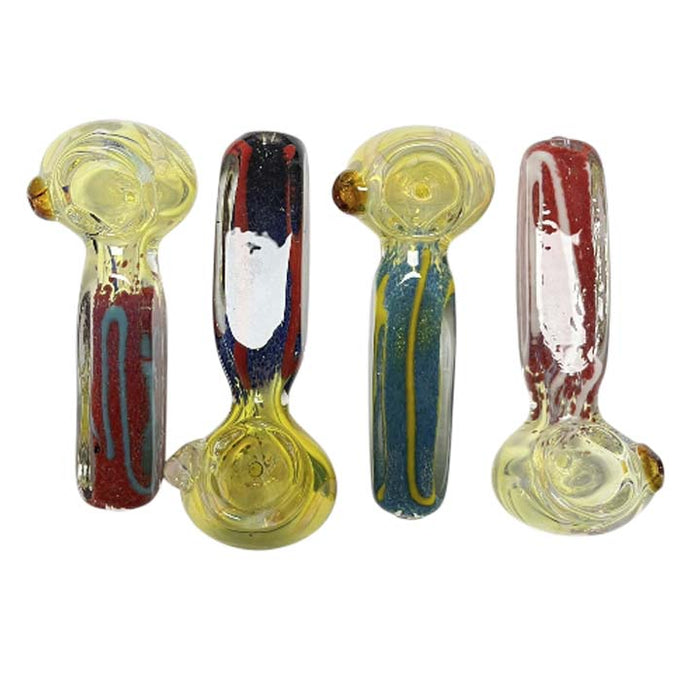 4.5" Striped Fumed Glass Hand Pipe Glass Pipe Super Supplys Inc