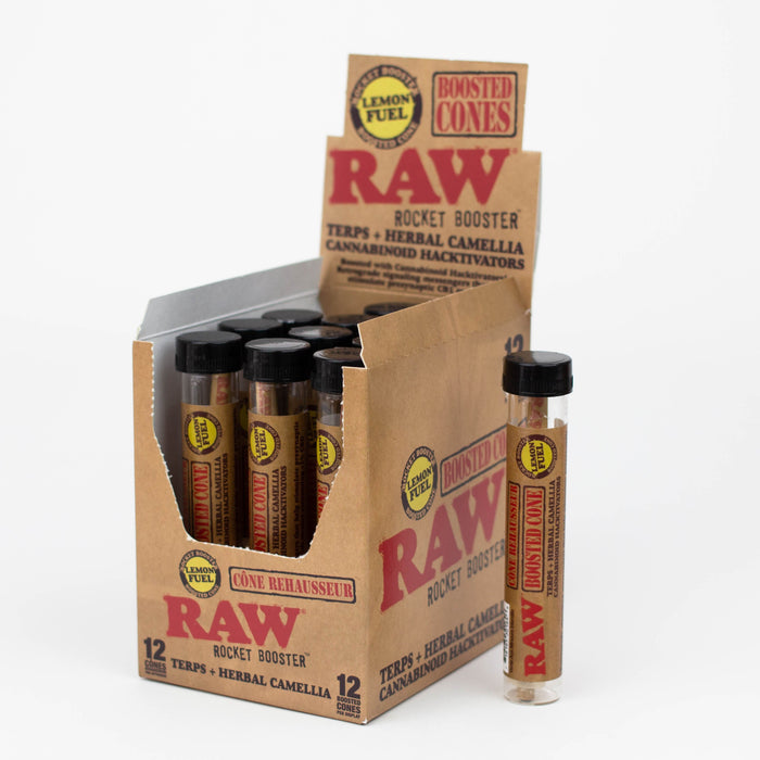 RAW | Rocket Booster Cones – Box of 12 Pre-rolled Cone (Display Pack) NIBO Distribution Lemon Fuel