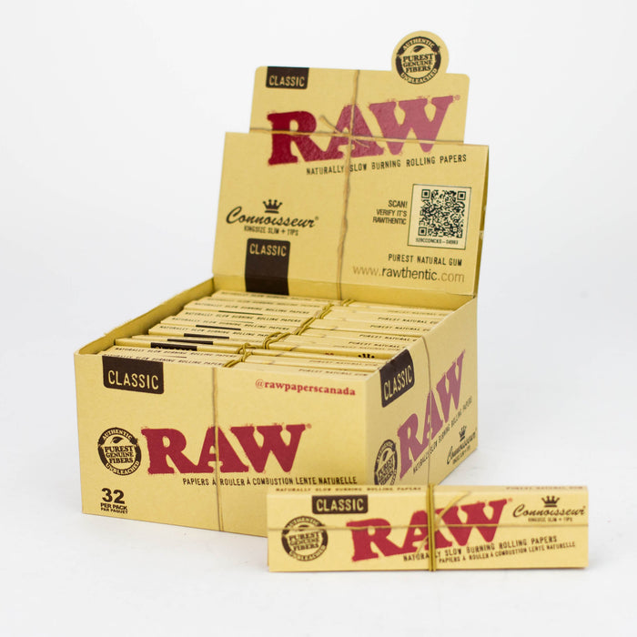 RAW Classic Connoisseur King Rolling Paper w/Tips [CP1133] - 24 packs King Size ONE
