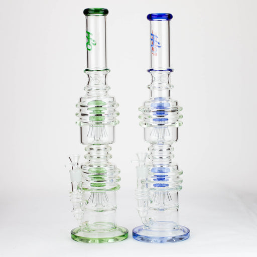 H2O | 21" Dual percolator glass water bong [H2O-5019] Glass Bong Canadian Distributor