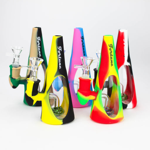 Fortune | 6.5" Multi-color Cone silicone water bong-Assorted [SP1049Q] Resin · Silicone · Plastic Bong ONE