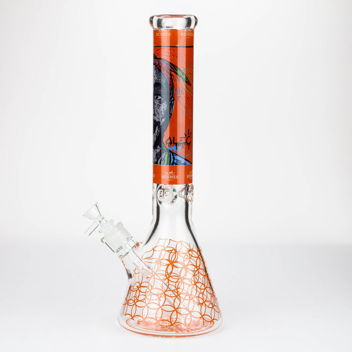 15.5" 9 mm Graphic glass water bong [GBT2117] Glass Bong ONE