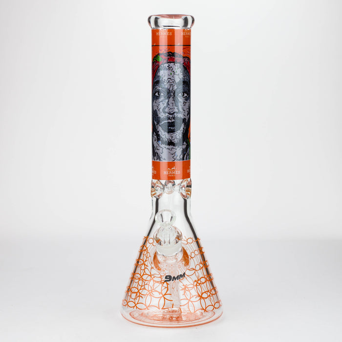 15.5" 9 mm Graphic glass water bong [GBT2117] Glass Bong ONE
