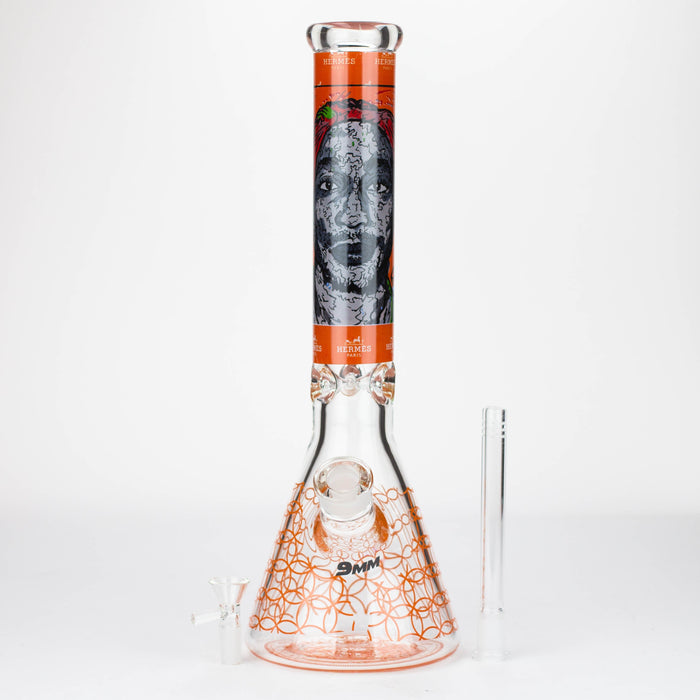 15.5" 9 mm Graphic glass water bong [GBT2117] Glass Bong ONE