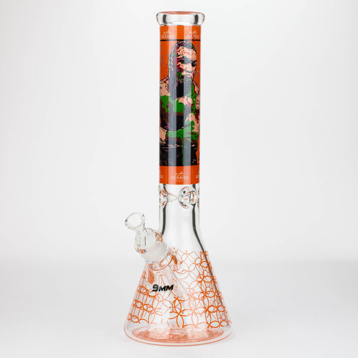 15.5" 9 mm Graphic glass water bong [GBT2117] Glass Bong ONE Graphic B