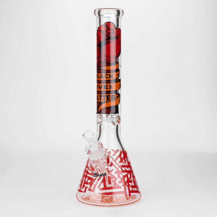 15.5" 9 mm Graphic glass water bong [GBT2117] Glass Bong ONE Graphic D