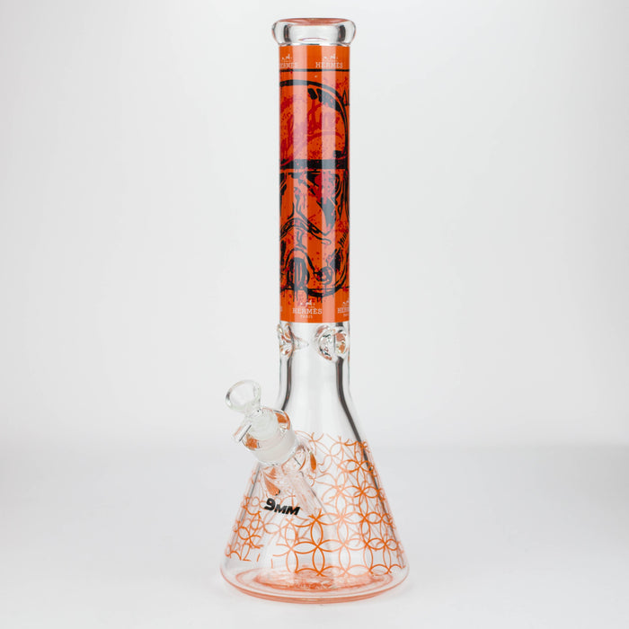 15.5" 9 mm Graphic glass water bong [GBT2117] Glass Bong ONE Graphic F