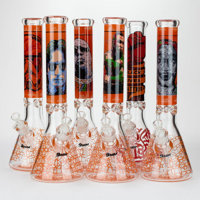 15.5" 9 mm Graphic glass water bong [GBT2117] Glass Bong ONE