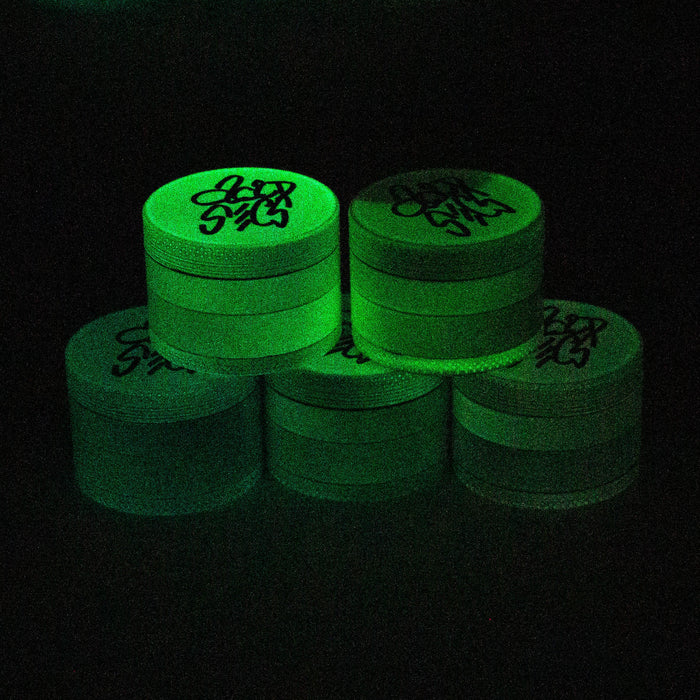 Acid Secs 63mm 4 parts Glow-in-the-Dark metal herb grinder
