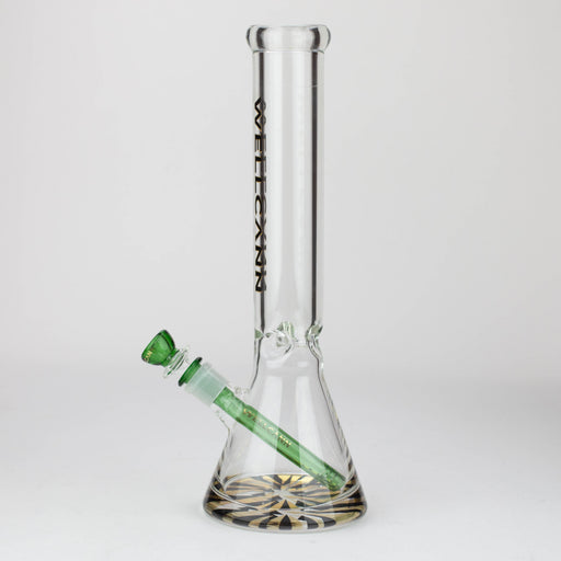 WellCann | 14" 7mm Beaker Bong with Thick Decal Base - Black x Green v2 Glass Bong Northern Aurora Trading Ltd