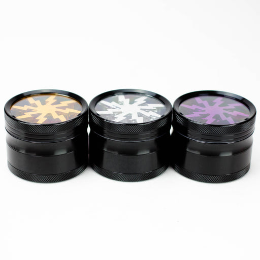 2.5" Lightning Aluminum Grinder 4 Layers with color acrylic window [GA021] Regular Grinder 777 Smoke