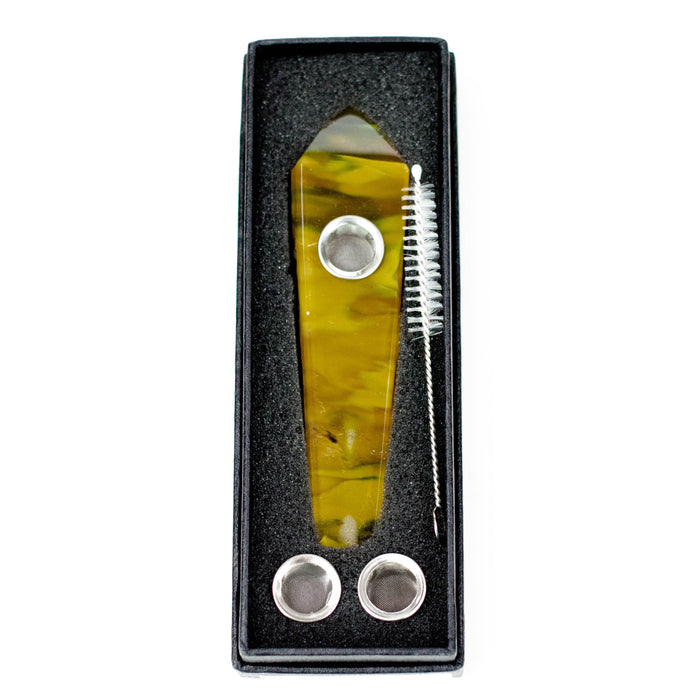 Acid Secs | Red Agate Crystal Pipe with Choke Quartz · Stone Pipe Acid Secs Productions Inc.