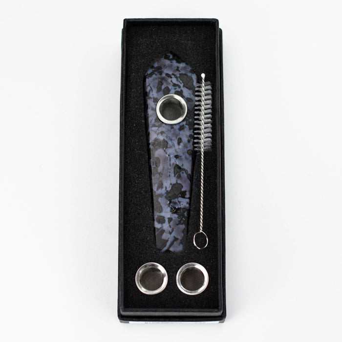 Acid Secs | Grey Camo Feldspar Crystal Pipe with Choke Quartz · Stone Pipe Acid Secs Productions Inc.