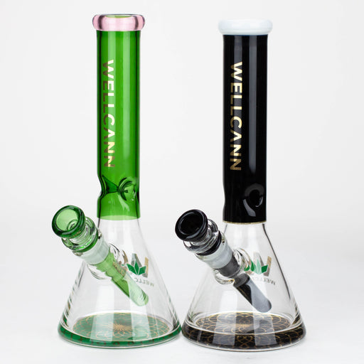 Wellcann | 10" Coloured Glass Beaker Bong with Wide Mouth Glass Bong Northern Aurora Trading Ltd