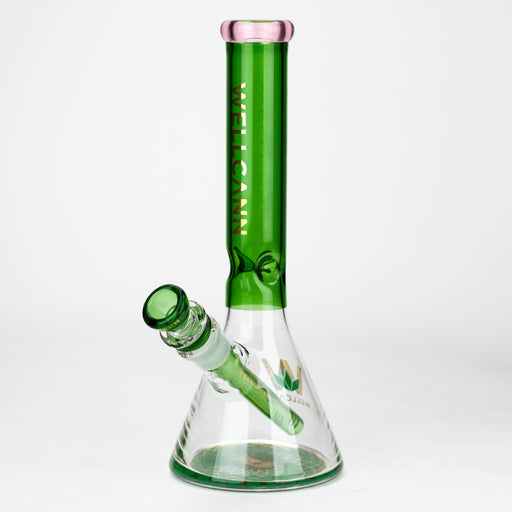 Wellcann | 10" Coloured Glass Beaker Bong with Wide Mouth Glass Bong Northern Aurora Trading Ltd Green/Pink