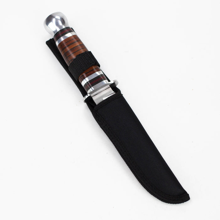10" Silver Stainless Steel Hunting Knife Wood Handle with Sheath [HK-6860]