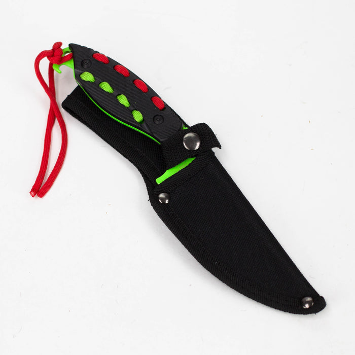 Hunt-Down | 8" Light Green Hunting Knife With Black Handle and Green Red paracord [9759]