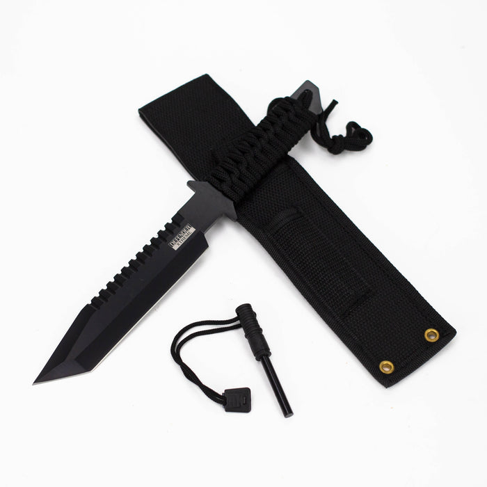 11" All Black Full Tang Hunting Knife With Fire Starter & Sheath [1740]