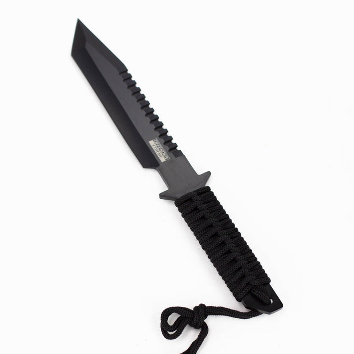 11" All Black Full Tang Hunting Knife With Fire Starter & Sheath [1740]