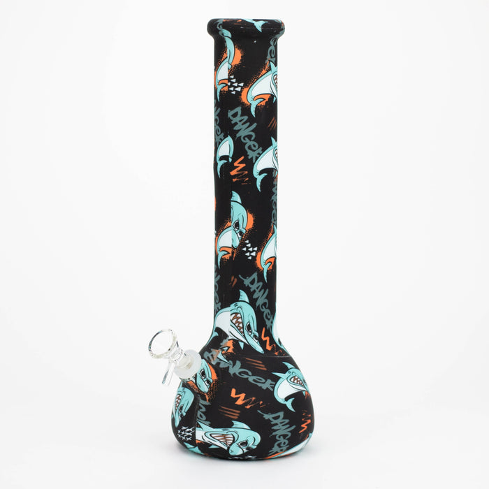 15" Silicone Bong With Assorted Graphics [7050093B] Resin · Silicone · Plastic Bong Purple Haze Smoke Inc