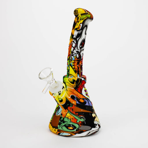 8" Silicone Bong With Assorted Graphics [7050121B] Resin · Silicone · Plastic Bong Purple Haze Smoke Inc
