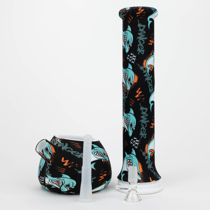 15" Silicone Bong With Assorted Graphics [7050093B] Resin · Silicone · Plastic Bong Purple Haze Smoke Inc