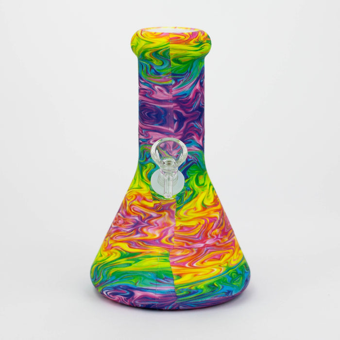 8" Silicone Bong With Assorted Graphics [7050094B] Resin · Silicone · Plastic Bong Purple Haze Smoke Inc