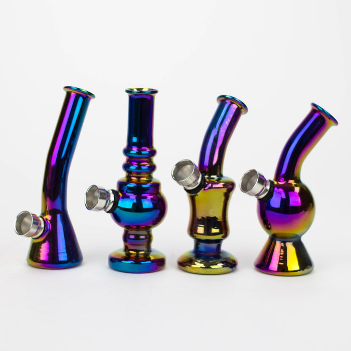 Z5" mini glass bong with metallic finish Box of 12 [BG264] Glass Bong 777 Smoke