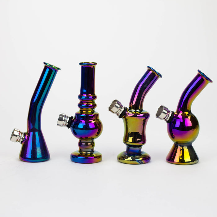 Z5" mini glass bong with metallic finish Box of 12 [BG264] Glass Bong 777 Smoke