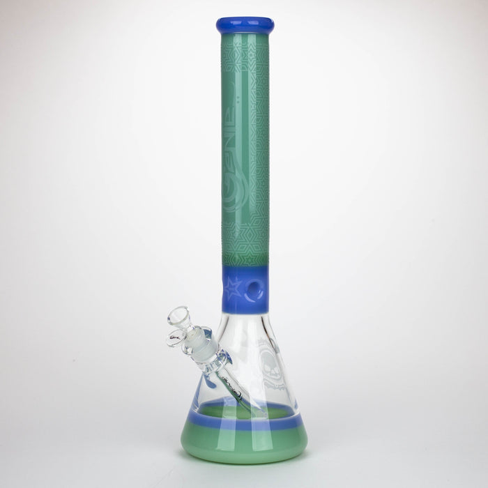 Genie | 17" sandblasted artwork tube 7 mm glass water bong [GB21006] Glass Bong ONE Green B