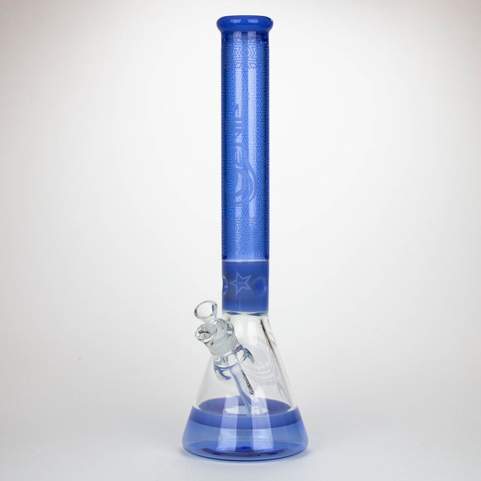 Genie | 17" sandblasted artwork tube 7 mm glass water bong [GB21006] Glass Bong ONE Light Blue