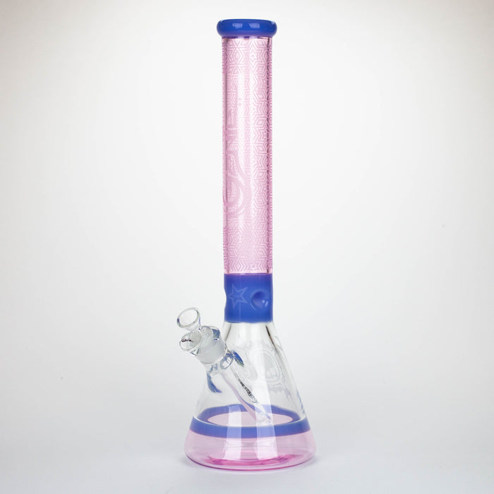 Genie | 17" sandblasted artwork tube 7 mm glass water bong [GB21006] Glass Bong ONE Pink