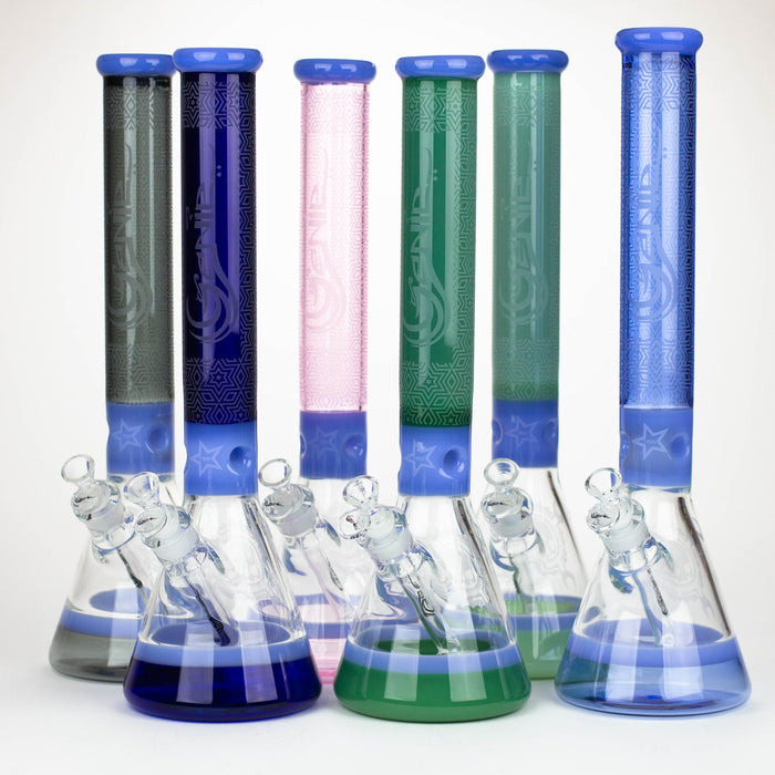 Genie | 17" sandblasted artwork tube 7 mm glass water bong [GB21006] Glass Bong ONE
