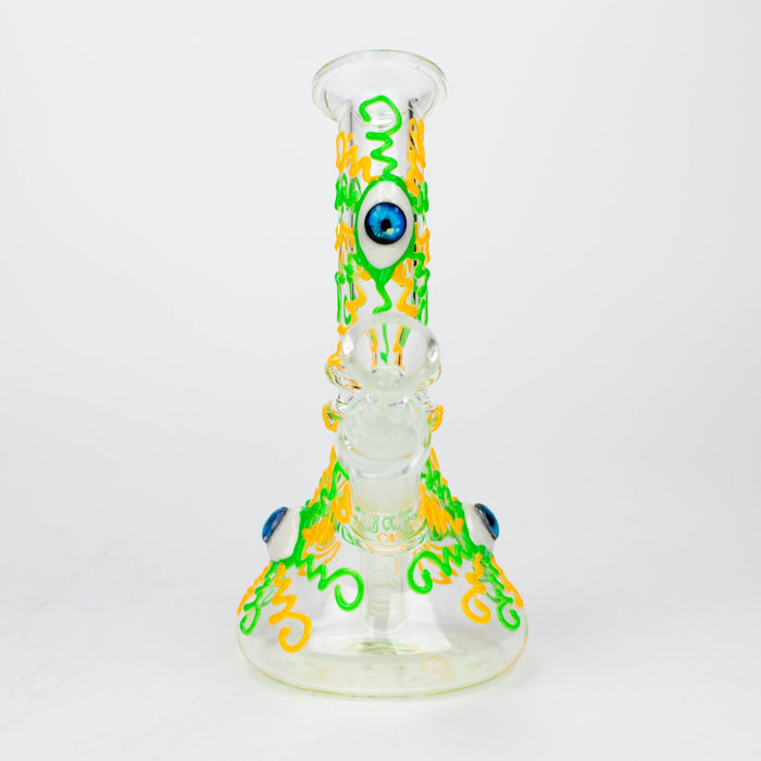 8" Glow in the dark Glass Bong With Eye Design [BH090]